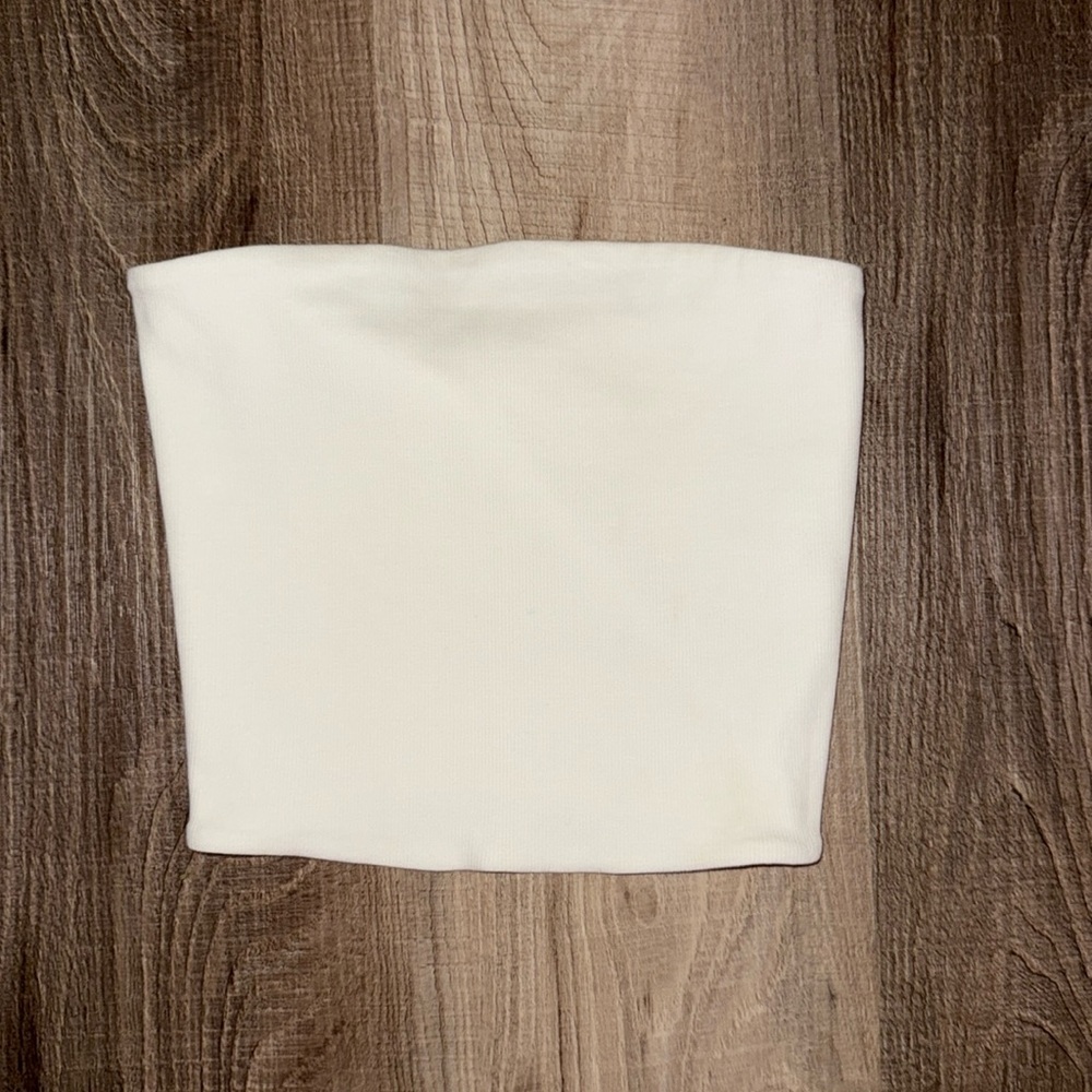 🤍 NWOT ZARA CROP TUBE TOP WHITE MEDIUM 🤍